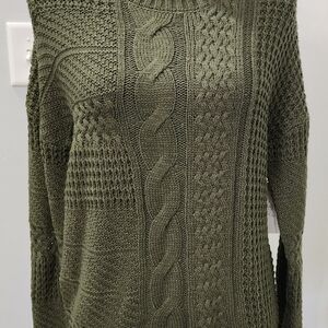 Time and Tru Green Cable Knit Sweater
